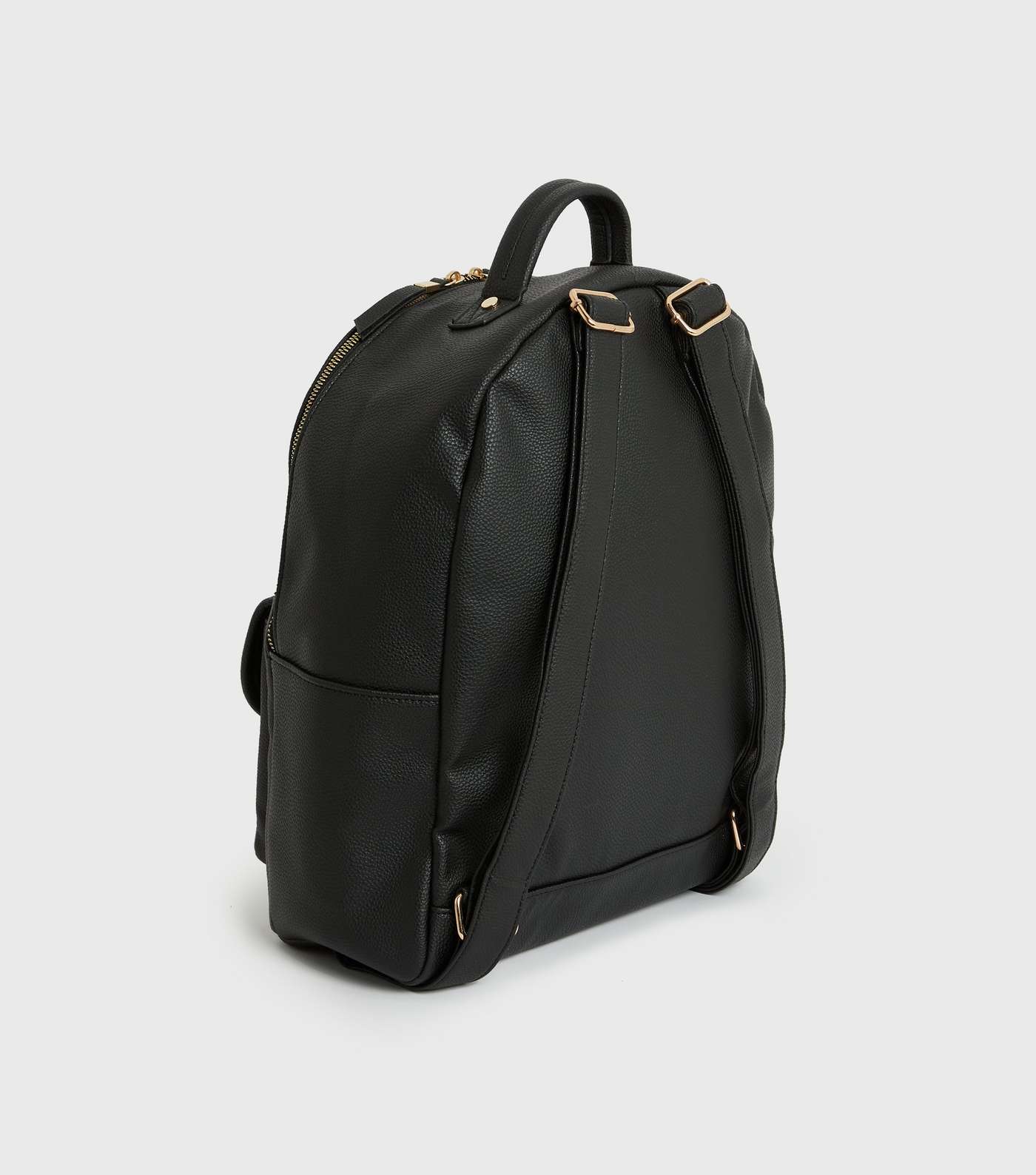 Black Leather-Look Ring Front Backpack Image 3