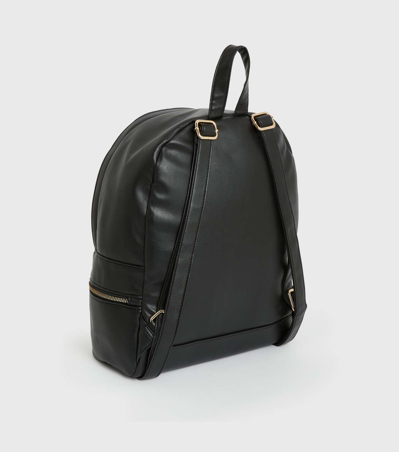 Black Quilted Embellished Backpack Image 3