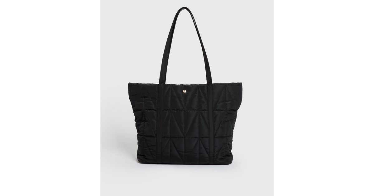 Black Quilted Tote Bag | New Look