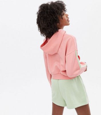 Pink Hoodie Vest and Shorts Set 