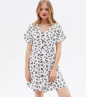 Button front floral dress sale