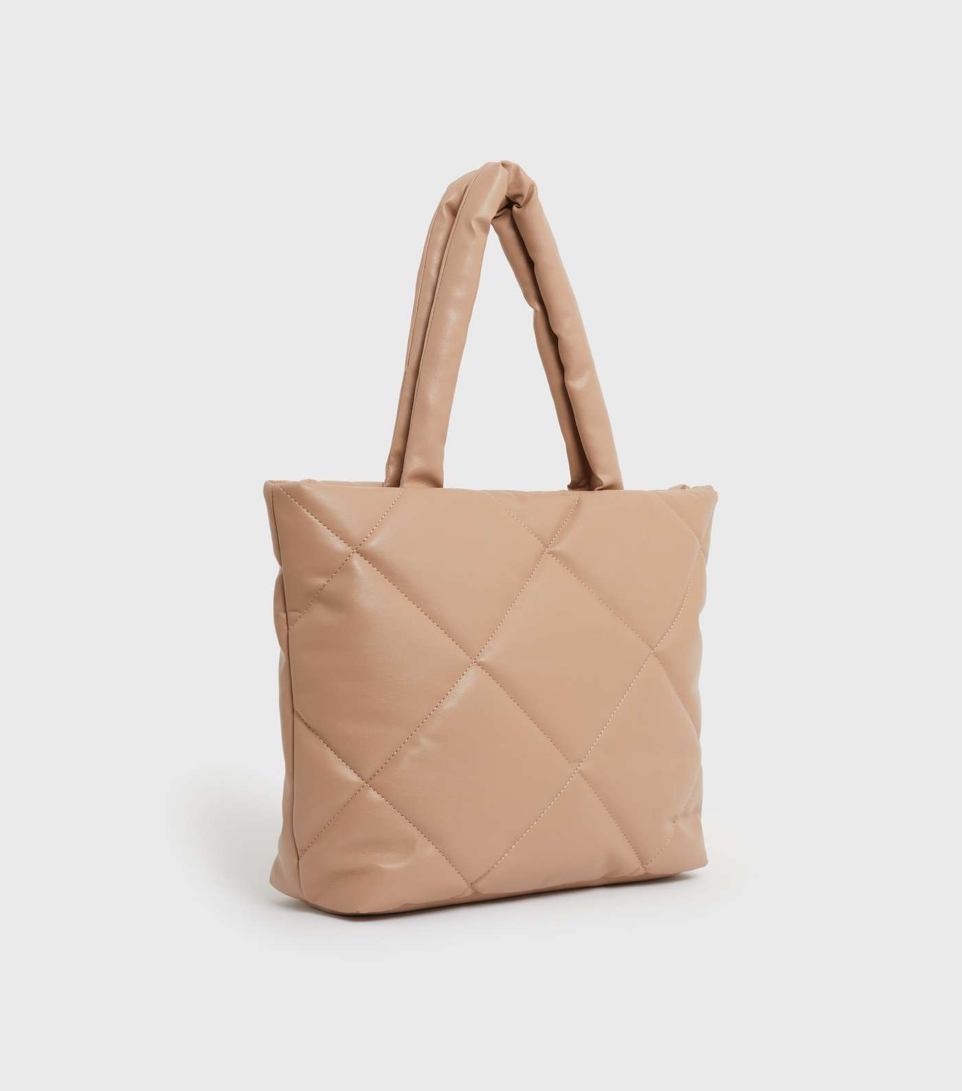 Camel Quilted Leather-Look Tote Bag Image 3