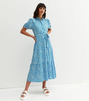 Floral midi store shirt dress