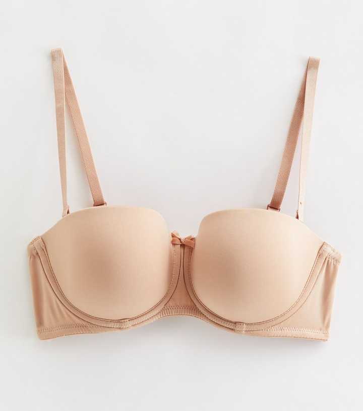 New Look Tan Bow Front Strapless Bra