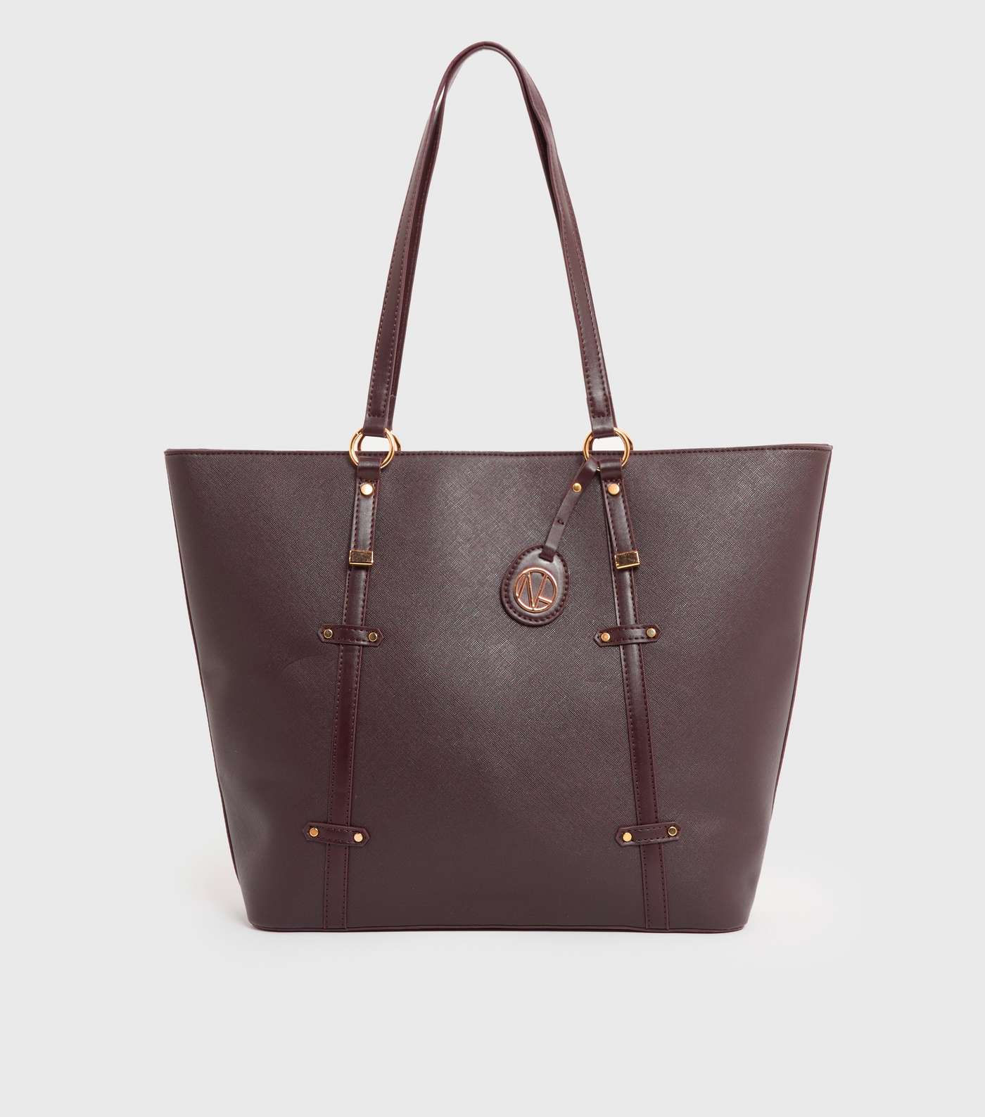 Dark Brown Leather-Look Tote Bag