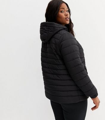 Curves Black Lightweight Hooded Puffer 