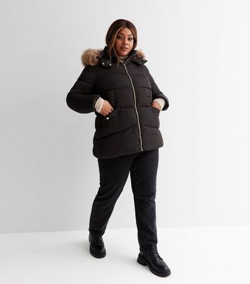 New look hooded 2025 puffer jacket in black