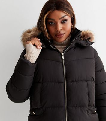 Black faux fur discount jacket new look