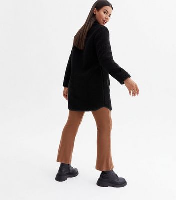 Click to view product details and reviews for Black Teddy High Neck Zip Front Long Jacket New Look.