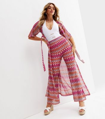 Zig Zag Fine Knit Flared Trousers 