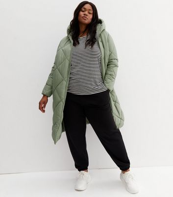 Missguided longline padded 2025 jacket in khaki