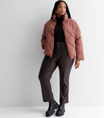 Curves Mid Pink Quilted Boxy Puffer Jacket