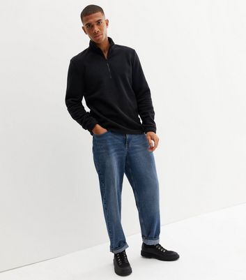 Black Fleece Zip Funnel Neck Sweatshirt 