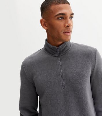 Dark Grey Fleece Zip Funnel Neck 