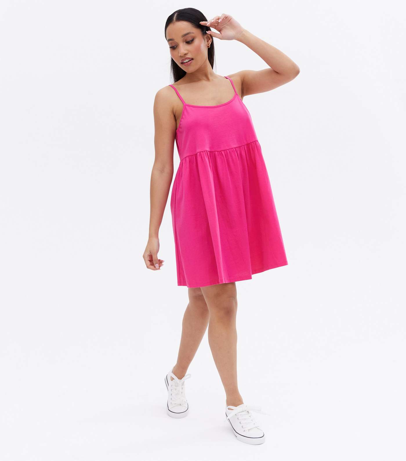 Petite Deep Pink Jersey Strappy Mini Dress