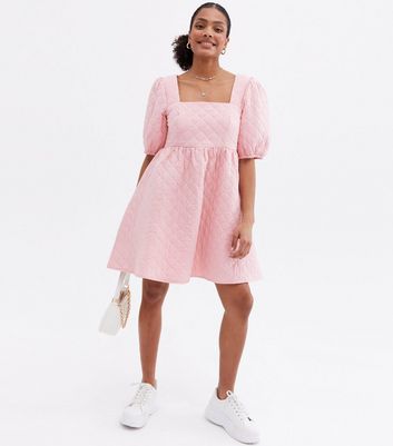 Pink square neck outlet dress