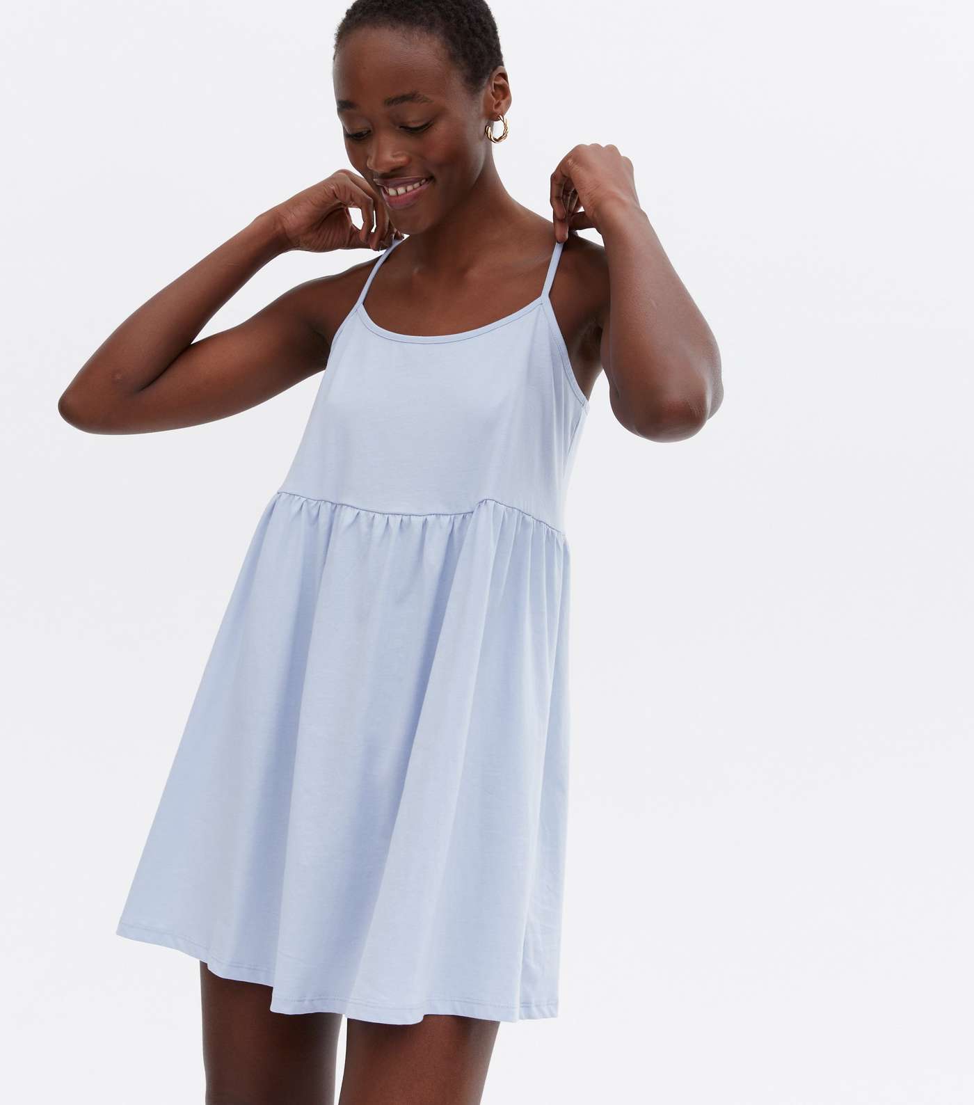 Tall Pale Blue Jersey Strappy Mini Dress