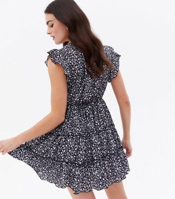 Cameo Rose Black Floral Frill Tiered 