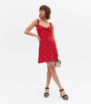 new look red rose dress