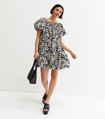 Click to view product details and reviews for Cameo Rose Black Floral Square Neck Puff Sleeve Dress New Look.