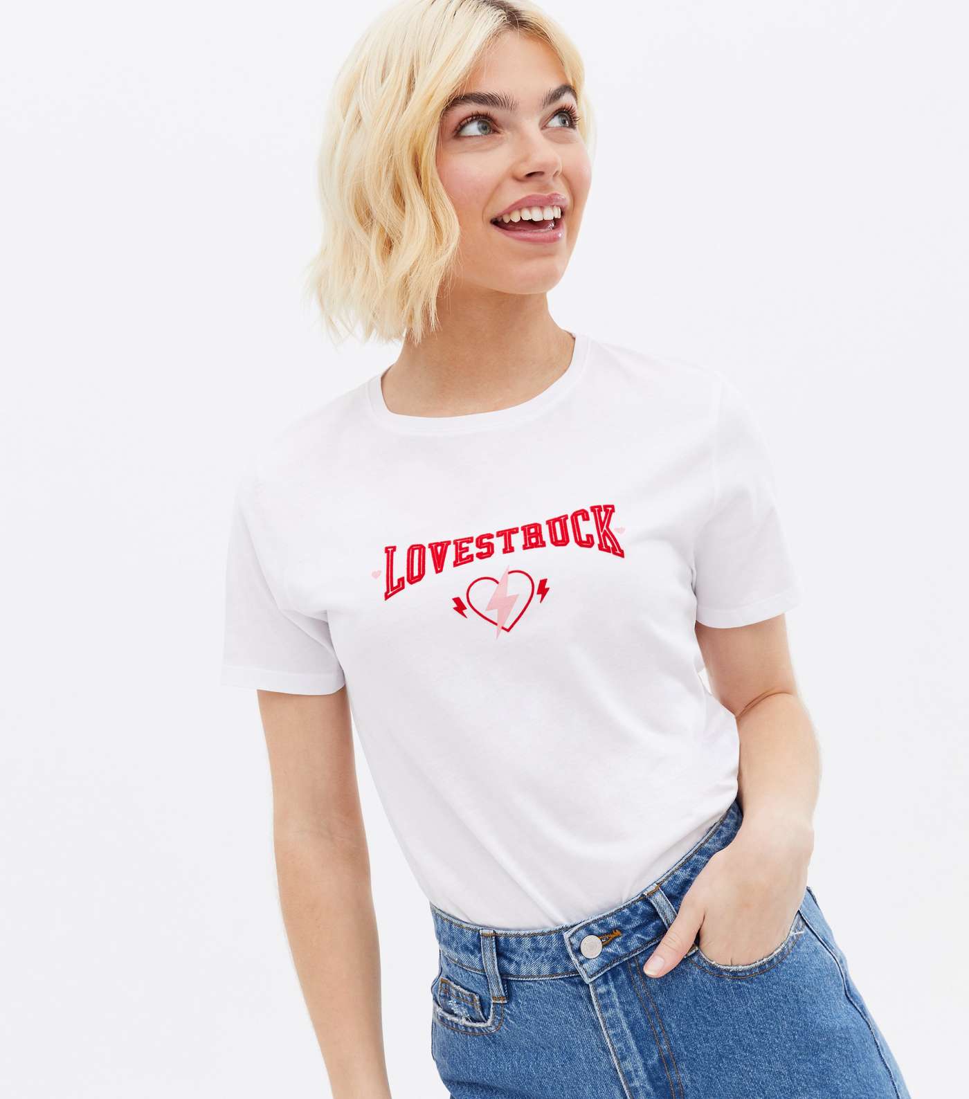White Lovestruck Heart Logo T-Shirt Image 3