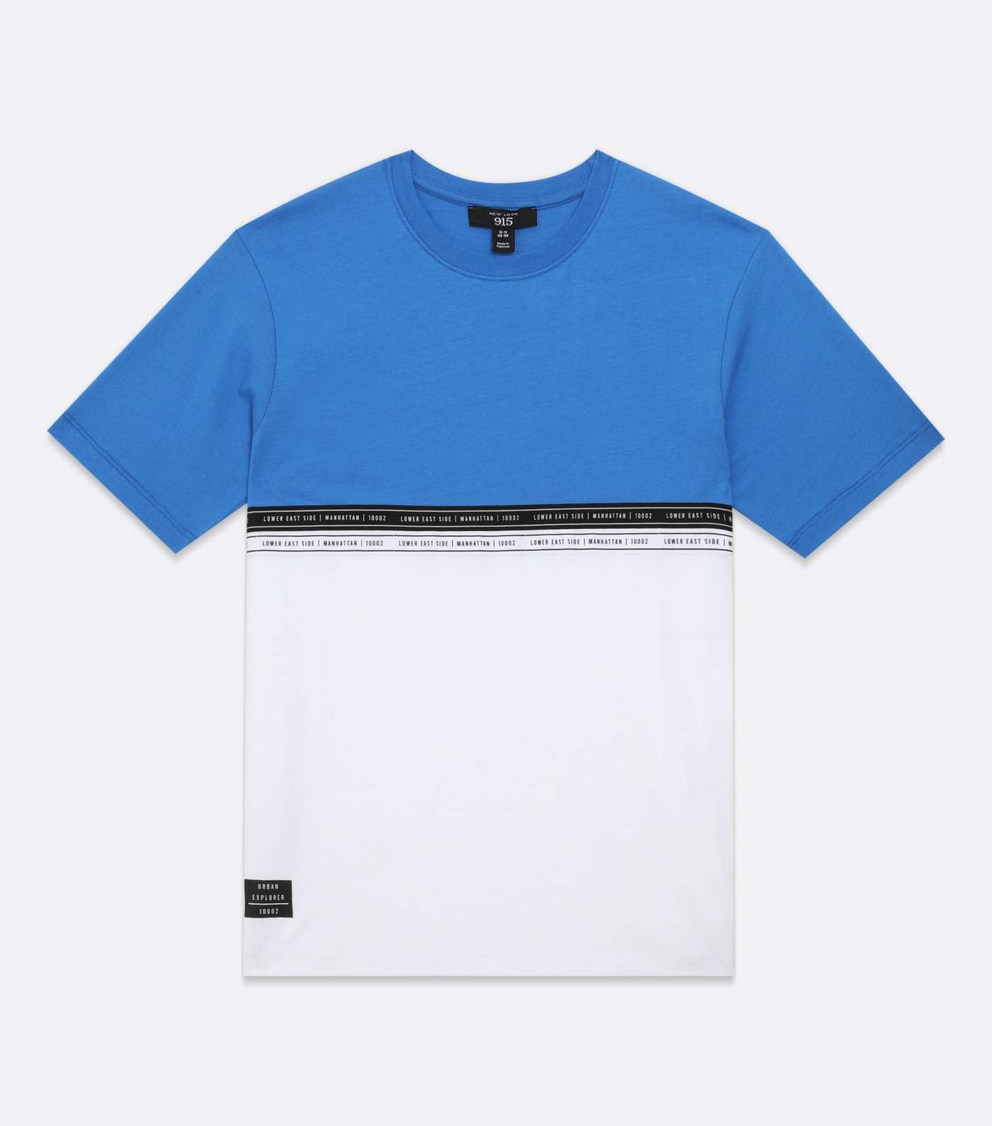 Boys Bright Blue Colour Block Manhattan Tape Logo T-Shirt Image 5