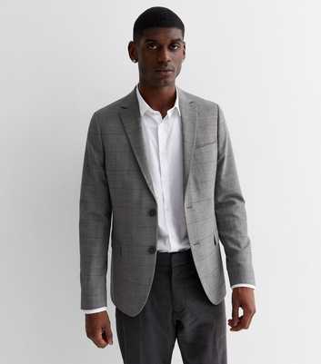 Light Grey Check Super Skinny Suit Jacket