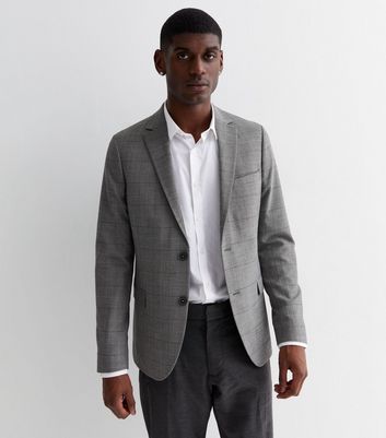 Grey checkered suit online jacket