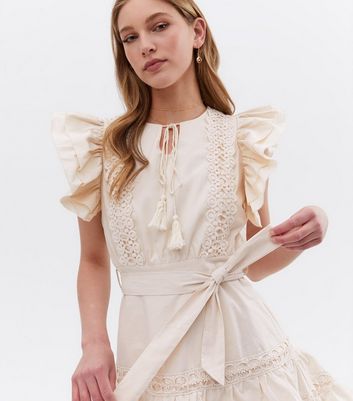 Click to view product details and reviews for Cameo Rose Pale Pink Broderie Frill Sleeve Mini Dress New Look.