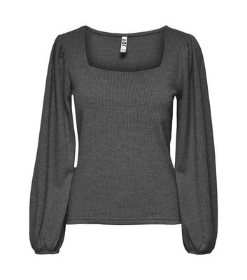 Click to view product details and reviews for Jdy Grey Ribbed Square Neck Top New Look.