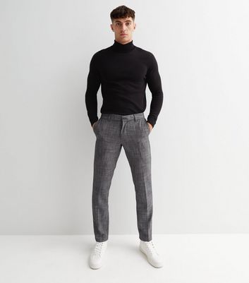 Park Avenue Dark Grey Super Slim Fit Checks Trousers
