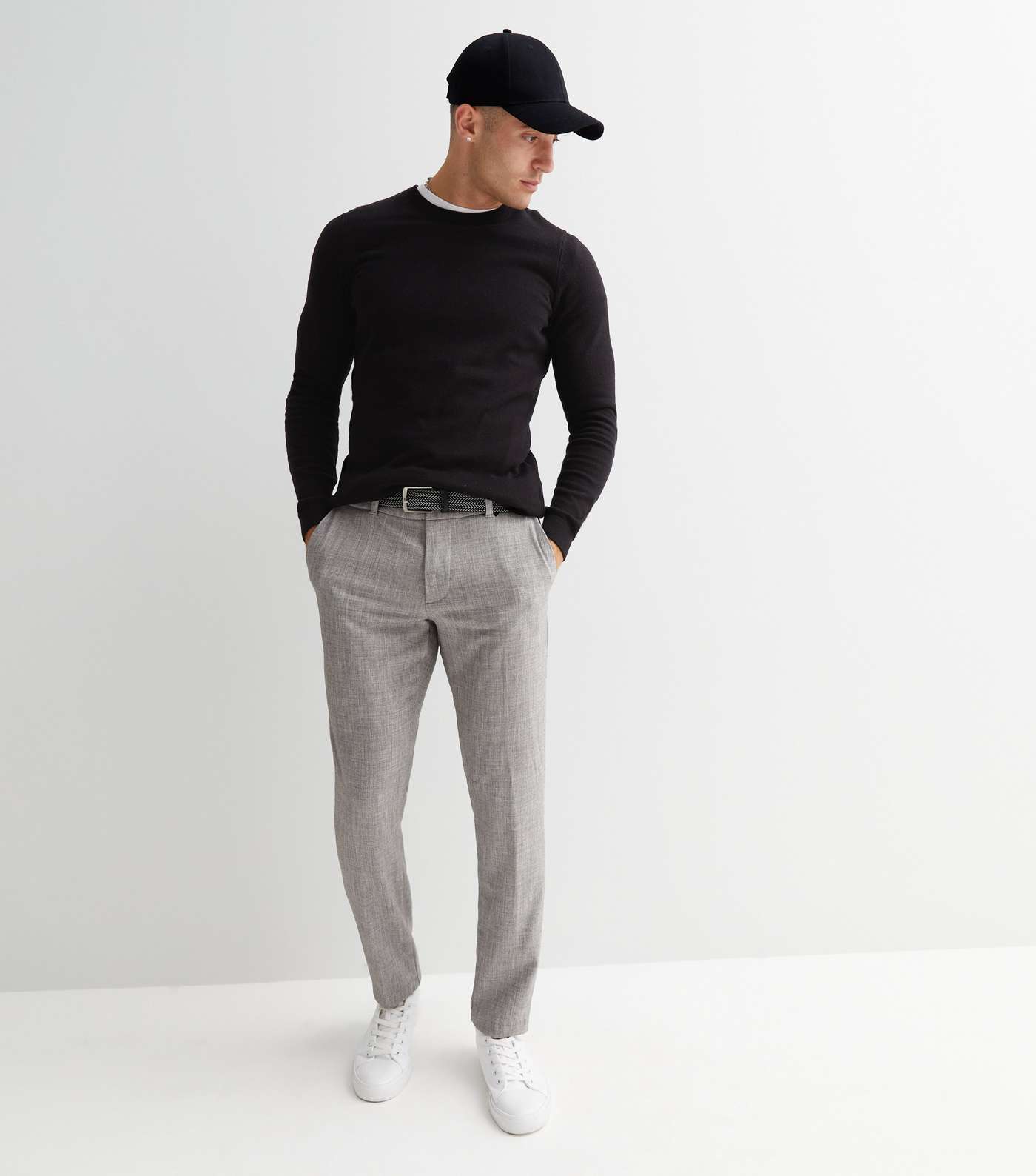 Pale Grey Slim Fit Suit Trousers Image 2