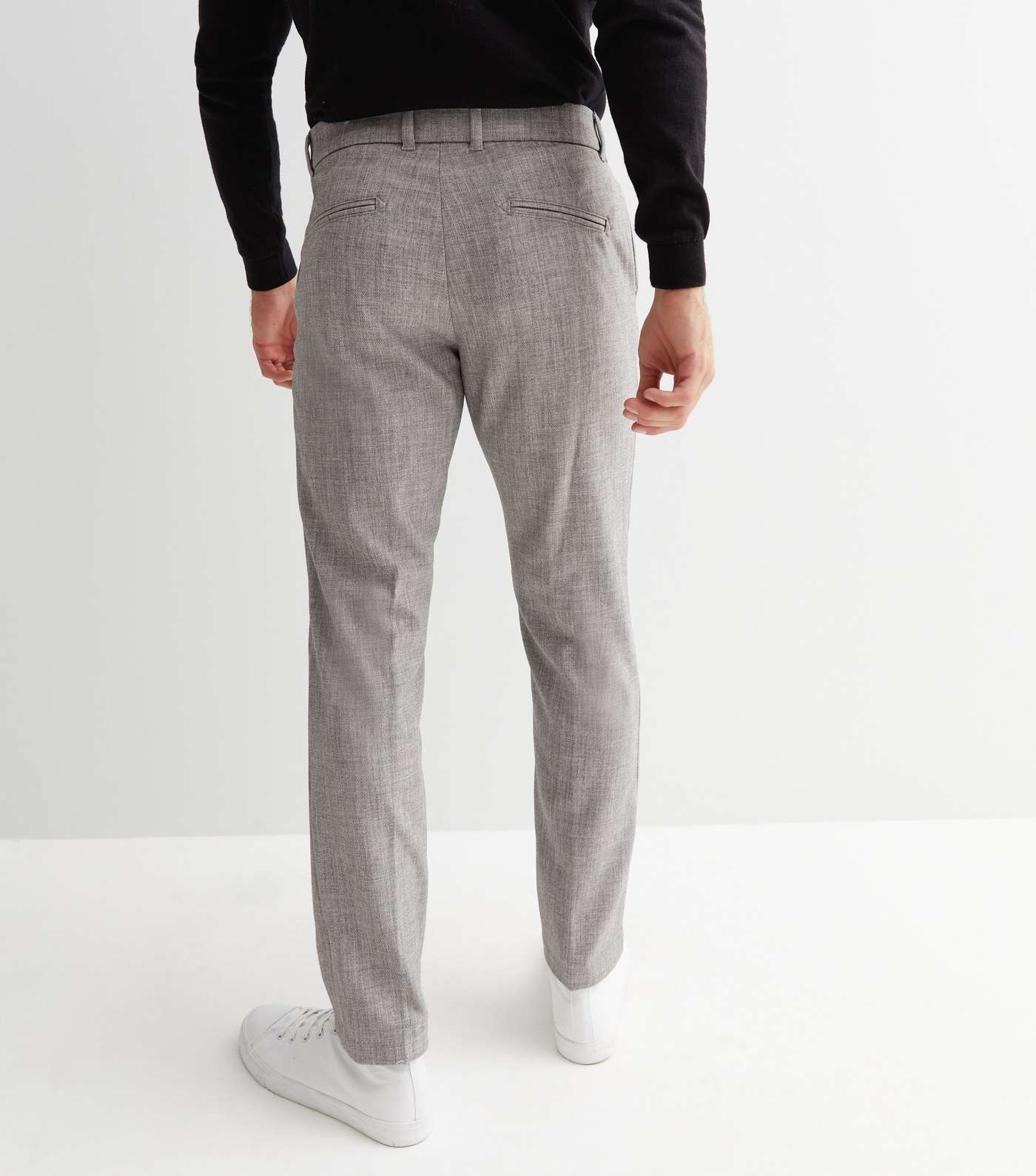 Pale Grey Slim Fit Suit Trousers Image 4