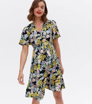 New look floral wrap dress online