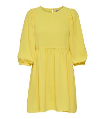 JDY Yellow 3/4 Sleeve Mini Smock Dress New Look