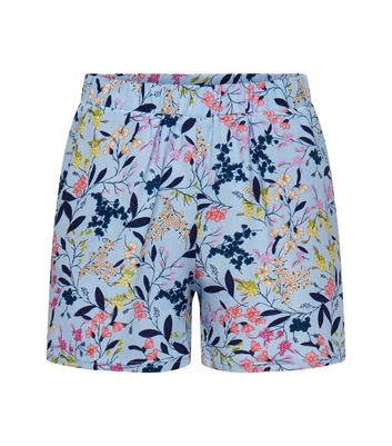 JDY Blue Floral Shorts New Look