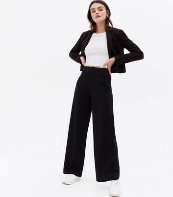 womens black trousers wide leg