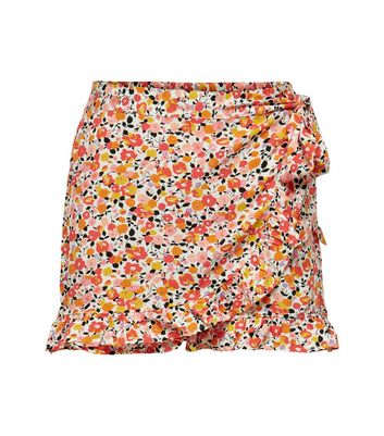 Damen Bekleidung JDY Orange Floral Frill Wrap Shorts
