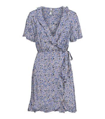 Click to view product details and reviews for Jdy Blue Daisy Frill Mini Wrap Dress New Look.