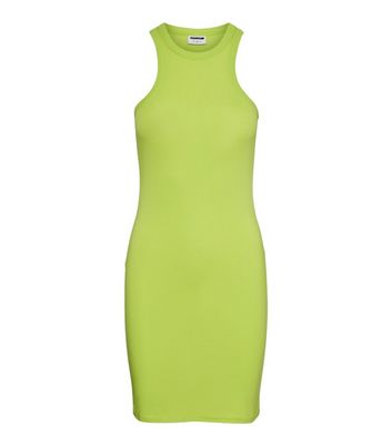 Noisy May Green Mini Halter Bodycon Dress New Look