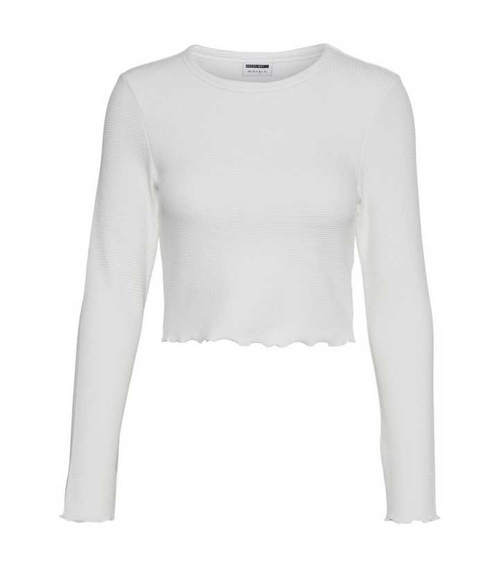Noisy May White Long Sleeve Crop Top