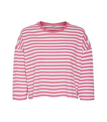 Noisy May Pink Stripe Crew Neck Top