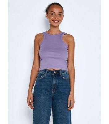 Noisy May Light Purple Ribbed Crop Vest 