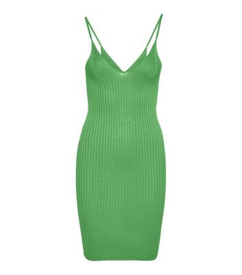 Noisy May Green Ribbed Knit Mini Dress New Look