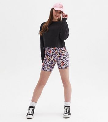 Girls leopard print cheap cycling shorts