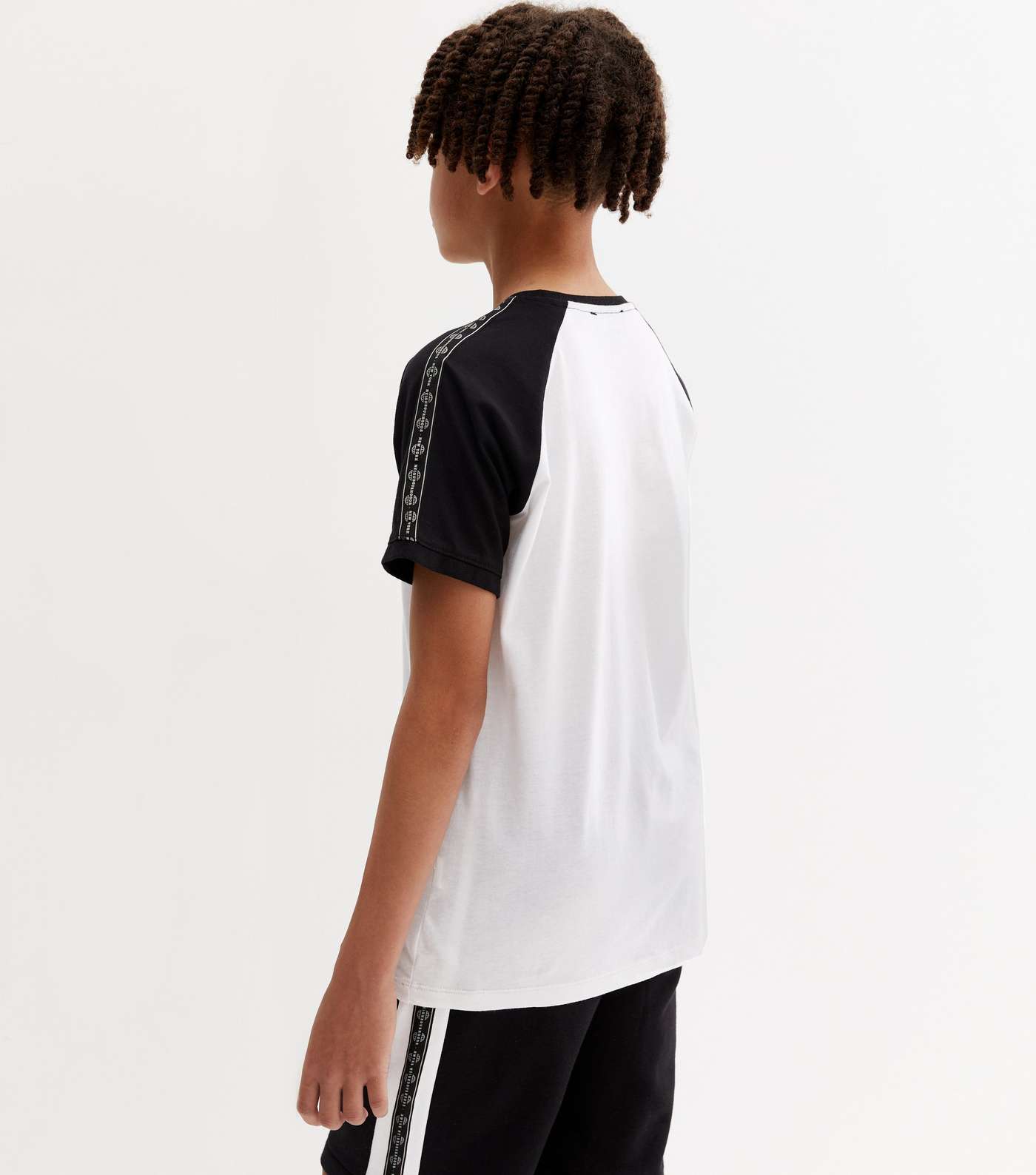 Boys Black Colour Block Tape Logo T-Shirt and Shorts Set Image 4