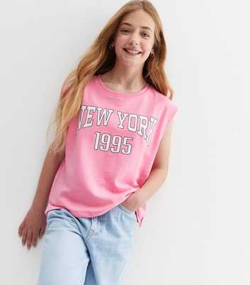 KIDS ONLY Pink New York 1995 Logo Sleeveless Sweatshirt