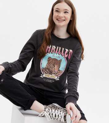KIDS ONLY Black Tiger Print Logo Sweatshirt