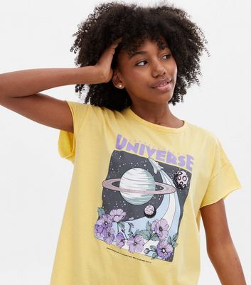 Teenager Bekleidung für Mädchen KIDS ONLY Pale Yellow Logo Oversized T-Shirt