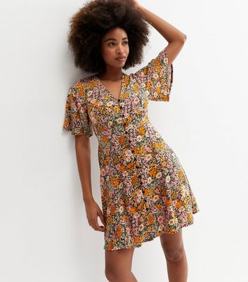 New look orange floral clearance dress